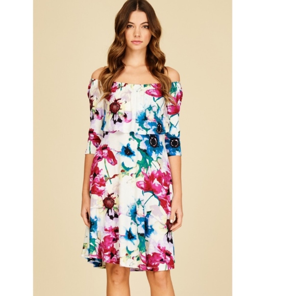 Dresses & Skirts - Off the shoulder Floral Midi Dress